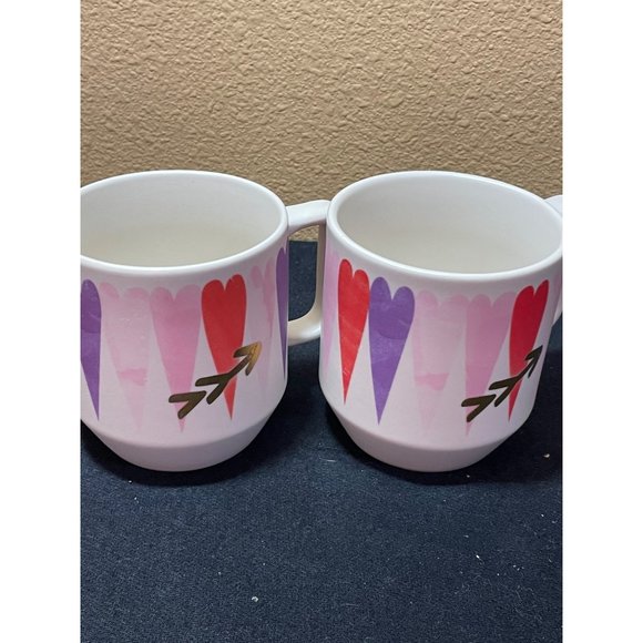 Starbucks Valentine Heart Ceramic Coffee Mug Set Of 2 - Picture 2 of 11